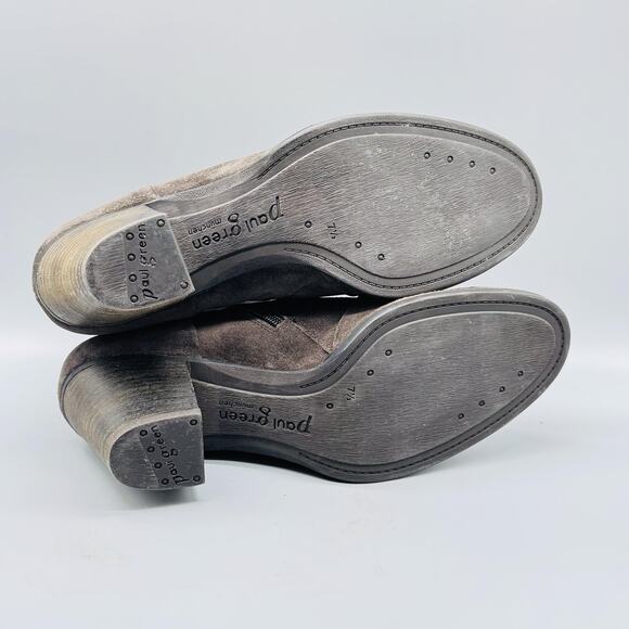 Paul Green Boots Womens 10 Brown Suede Munchen Block Heel Ankle Zip Booties - Picture 8 of 10